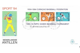 Nederlandse Antillen (Postdienst) NVPH E165a (E165APO) Onbeschreven 1e Dag-enveloppe Blok Sport, baseball 1984