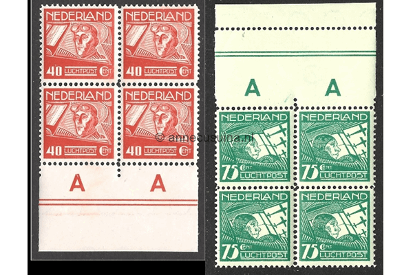 Nederland NVPH LP4-LP5 Postfris (Blokjes van vier) MET VELRAND Koppen en Van der Hoop 1928