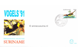 Republiek Suriname Zonnebloem E145 Onbeschreven 1e Dag-enveloppe Vogels 1991