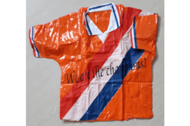 Rood/Wit/Blauw/Oranje Opblaasbaar voetbalshirt "We are the champions!"