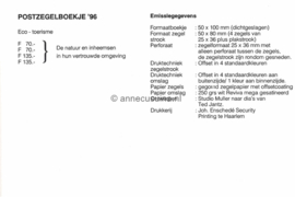 Republiek Suriname Zonnebloem Presentatiemapje PTT nr 106 (Zegels) Postfris Postzegelmapje Ter stimulering van het Ecotoerisme; zegels afkomstig uit het postzegelboekje nr. 8 1996