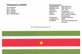 Republiek Suriname Zonnebloem Presentatiemapje PTT nr 37 Postfris Postzegelmapje Surinaamse vruchten 1987