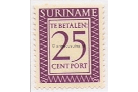 NVPH P54 Postfris (25 cent) Cijfer en waarde in rechthoek. Inschrift Suriname 1956