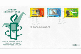 Nederlandse Antillen (SE-serie) NVPH E185 (E185S met nr. E181) Onbeschreven 1e Dag-enveloppe 25 jaar Amnesty International 1986