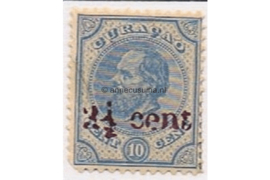 Curaçao NVPH 24 Ongebruikt Hulpzegel. Frankeerzegel van 10 cent der eerste uitgifte, overdrukt in roodviolet 1895