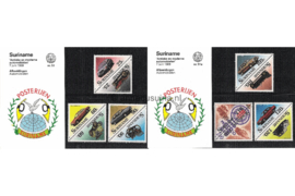 Republiek Suriname Zonnebloem Presentatiemapje PTT nr 51 en 51A Postfris Postzegelmapje Antieke en moderne auto's 1989