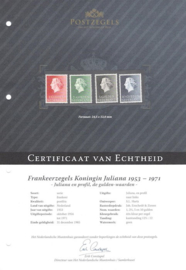 Nederland NVPH 637-640 Postfris GECERTIFICEERD FOTOLEVERING Koningin Juliana En Profil Hoge waarden 1954-1957