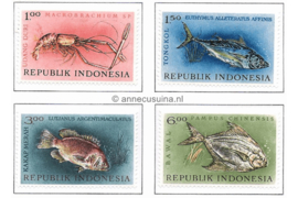 Indonesië Zonnebloem 391-394 Ongebruikt Inheemse vissen 1963