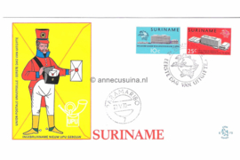 Suriname (Lion) NVPH E75 (E75L) Onbeschreven 1e Dag-enveloppe Nieuw U.P.U. gebouw te Bern 1970
