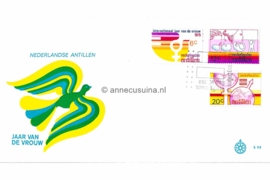 Nederlandse Antillen (Windroos) NVPH E93 (E93Wc/Uitgave Windroos logo naast E93) Onbeschreven 1e Dag-enveloppe Internationaal Jaar van de Vrouw 1975
