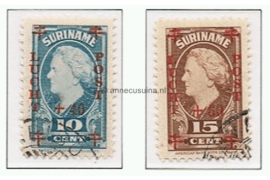 Suriname NVPH LP27-LP28  Gestempeld Rode Kruis 1946