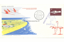 Nederlandse Antillen NVPH E26c (Uitgave met drie flamingo's boven strand) Onbeschreven 1e Dag-enveloppe Opening Hotel Bonaire 1963