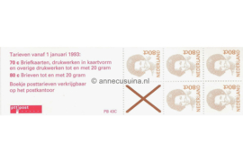 Nederland NVPH PB43c Postfris Postzegelboekje 5 x 80ct - Beatrix 'inversie', kaftkleur blauwgrijs 1993