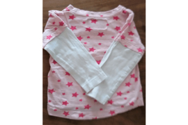 T-shirt lange mouw roze met sterren en witte mouwen