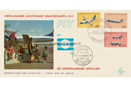 Nederlandse Antillen (Lion) NVPH E52 (E52L) Onbeschreven 1e Dag-enveloppe A.L.M. Antilliaanse Luchtvaart Maatschappij 1968