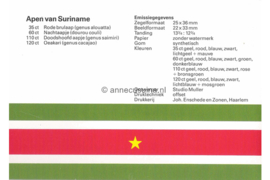 Republiek Suriname Zonnebloem Presentatiemapje PTT nr 29 Postfris Postzegelmapje Surinaamse apen 1987