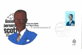 Nederlandse Antillen (Windroos) NVPH E83 (E83Wa) Onbeschreven 1e Dag-enveloppe Lionel Bernhard Scott. Politicus 1974