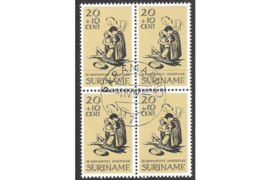 Suriname NVPH 472 Gestempeld (20 + 10 cent) (Blokje van vier) Paaszegels 1967