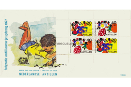 Nederlandse Antillen NVPH E106b (Uitgave Jeugdzorg) Onbeschreven 1e Dag-enveloppe Kinderpostzegels. blok 1977