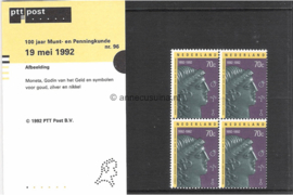 Nederland NVPH M96 (PZM96) Postfris Postzegelmapje 100 jaar Nederlands genootschap voor Munt- en Penningkunde 1992