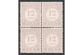 NVPH P23 Postfris (12 cent) (Blokje van vier) Cijfer en waarde in lila. Uitsluitend type I 1913-1931