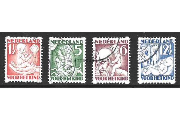 Nederland NVPH R86-R89 Gestempeld FOTOLEVERING Tweezijdige hoekroltanding Kinderzegels 1930