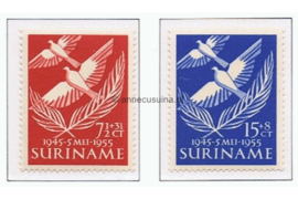 Suriname NVPH 321-322 Postfris 10 jaar bevrijding Nederland 1955