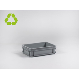 E-line Normbox stapelbare kunststof bak 400x300x120 mm, 10L grijs PP recycle (EN-4312-1)