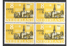 Nederland NVPH 842 Postfris (8 + 6 cent) (Blokje van vier) Zomerzegels, steden en dorpen 1965