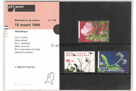 Nederland NVPH M119 (PZM119) Postfris Postzegelmapje Natuur en Milieu, bloemen 1994