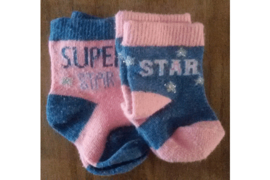 Sokjes 2 paar roze/blauw