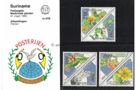 Republiek Suriname Zonnebloem Presentatiemapje PTT nr 97A en 97B Postfris Postzegelmapje Surinaamse medicinale bloemen 1995