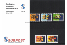Republiek Suriname Zonnebloem Presentatiemapje PTT nr 162 Postfris Postzegelmapje Afbeeldingen van Surinaamse vruchten 2001