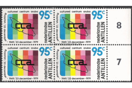 Nederlandse Antillen NVPH 643 Postfris (95 cent) (Blokje van vier) MET VELRAND 30 jaar Stichting Cultureel Centrum Aruba 1979