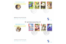 Republiek Suriname Zonnebloem E226 A en B Onbeschreven 1e Dag-enveloppe Bedreigde diersoorten in de wereld op 2 enveloppen 1999