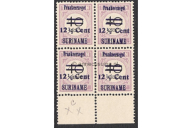 NVPH 116a Postfris FOTOLEVERING (12 1/2 cent op 40 cent) (Blokje van vier) Hulpuitgifte op portzegels, plaatselijk overdrukt in blauw 1926