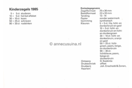 Republiek Suriname Zonnebloem Presentatiemapje PTT nr 19 Postfris Postzegelmapje Kinderzegels met toeslag ten bate van het kind 1985