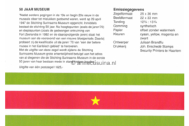 Republiek Suriname Zonnebloem Presentatiemapje PTT nr 118 Postfris Postzegelmapje 50 Jaar Stichting Surinaams Museum 1997
