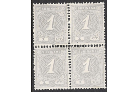 Suriname NVPH 16 Postfris (1 cent) (Blokje van vier) Cijfer 1890-1893