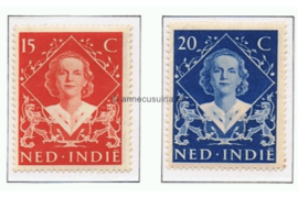 Nederlands Indië NVPH 349-350 Postfris Inhuldigingszegels Koningin Juliana 1948