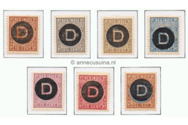 Nederlands-Indië NVPH D1-D7  Ongebruikt Frankeerzegels der uitgiften 1892-1897, overdukt in zwart 1911