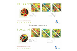 Republiek Suriname Zonnebloem E224 A en B Onbeschreven 1e Dag-enveloppe Met afbeeldingen van Surinaamse bloemen op 2 enveloppen 1999