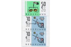 Nederland NVPH 1352a-1352c Postfris Strook Twee of drie zijden ongetand, afkomstig uit Postzegelboekje (PB32) 1986