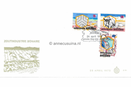 Nederlandse Antillen (Windroos) NVPH E91 (E91Wc/Uitgave Windroos logo naast E91) Onbeschreven 1e Dag-enveloppe Zoutindustrie Bonaire 1975