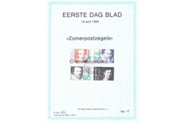 Nederland Huisman EDB17 (NVPH 1281-1284) Eerstedagblad Zomerzegels 1983