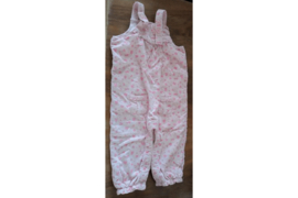 Salopette van babycord lichtroze met donkerroze motief
