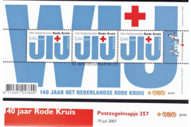 Nederland NVPH M357 (PZM357) Postfris Postzegelmapje Blok 140 jaar Nederlandse Rode Kruis 2007