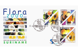 Republiek Suriname Zonnebloem E235 A en B Onbeschreven 1e Dag-enveloppe Tropische vruchten op 2 enveloppen 2000