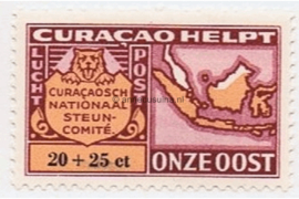 Curaçao NVPH LP63 Ongebruikt (20+25 cent) Curaçao Helpt. Idem met landkaart van Ned. Indië en inschrift Curaçao helpt onze Oost. 1946