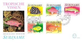 Republiek Suriname Zonnebloem E5 A Onbeschreven 1e Dag-enveloppe Tropische Vissen 1976